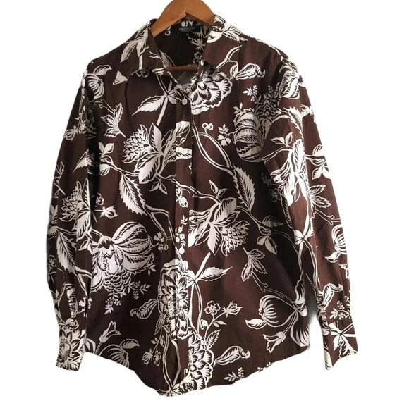 Karen kane Lifestyle size XL shirt Floral print longsleeve button up women's - Picture 1 of 8